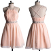 ALBIZIA Beading Pink Spaghetti Chiffon Short cocktail Dresses