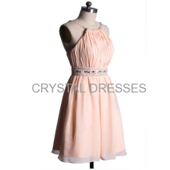 ALBIZIA Pink Chiffon cocktail Dress Peach Party Dresses Custom Made Plus Size Prom Dress 2016 New Arrival