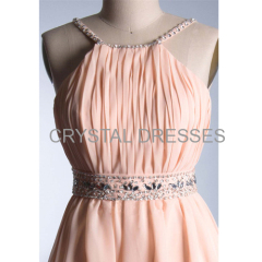 ALBIZIA Pink Chiffon cocktail Dress Peach Party Dresses Custom Made Plus Size Prom Dress 2016 New Arrival