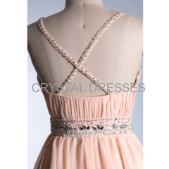 ALBIZIA Pink Chiffon cocktail Dress Peach Party Dresses Custom Made Plus Size Prom Dress 2016 New Arrival