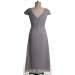 ALBIZIA Sheath Silver V-neck Chiffon Long cheap Bridesmaid Dresses