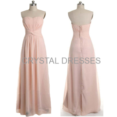 ALBIZIA Sexy Sweetheart A Line Chiffon Long Pink Prom Dresses 2016 Bridesmaid Dress Backless