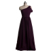 ALBIZIA Sheath Grape One-Shoulder Pleated Floor length Chiffon Prom Dress
