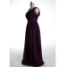 ALBIZIA Sheath Grape One-Shoulder Pleated Floor length Chiffon Prom Dress