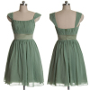 ALBIZIA Gorgeous Sage Bateau A Line Pleated Short Mini Chiffon Party/Cocktail Dress