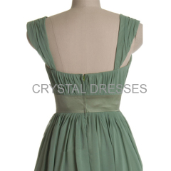 ALBIZIA Gorgeous Sage Bateau A Line Pleated Short Mini Chiffon Party/Cocktail Dress