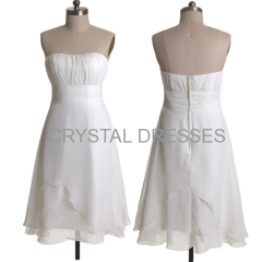 ALBIZIA Ivory Pleated Strapless A-Line Layered Short Homecoming/Cocktail Dress