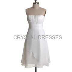 ALBIZIA Gorgeous Ivory Pleated Strapless A-Line Layered Short Chiffon Pleats Homecoming/Cocktail Dress