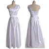 ALBIZIA White A-Line Floor-Length Pleated One-Shoulder Elastic satin long Evening Prom Dress