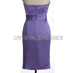 ALBIZIA Eye-catching Lilac Sweetheart A-Line Satin Tea-Length Bridesmaid Cocktail Dress