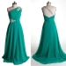 ALBIZIA Teal One Shoulder Crystals A-Line Beaded Long Chiffon Prom Dress