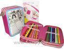 Silk 3 Zipper Pencil Case Stationery Bag Cute Polyester Microfiber