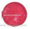 Fashion Zip Lock Bags Pink Round Pu Wallet Easy Carry 93 cm Silk Screen Printing