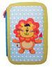 Customized School 3 Compartment Pencil Case Lion Pattern Silk Printing