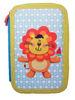 Customized School 3 Compartment Pencil Case Lion Pattern Silk Printing