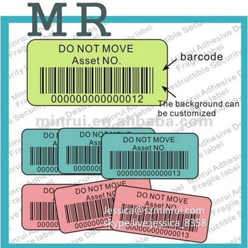 High Quality Anti-counterfeit Fragile Paper Barcode Label Do Not Remove Sticker Barcode Asset ID Labels