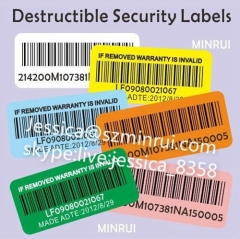 Custom Self Adhesive Barcode Label Security Sticker Destructible Vinyl Anti-theft Barcode Label QR Code Sticker In Roll