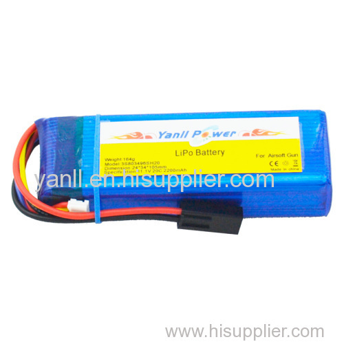 Airsoft Gun Battery Pack 11.1V 2200mAh 20C RC LiPo Battery Pack for RC Hobby