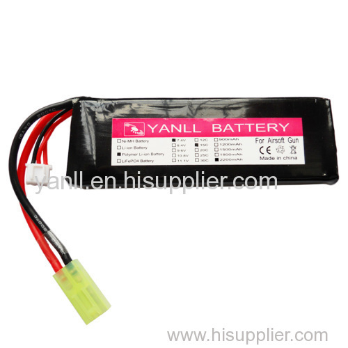 Airsoft Gun Battery Pack 7.4V 2200mAh RC LiPo Battery Pack for RC Hobby