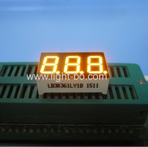 Super bright amber 0.36 Triple Digit 7 Segment LED Display Common Anode for Instrument Panel
