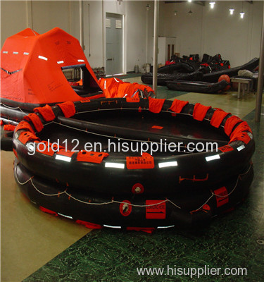 Both Sides of a Canopied Reversible Inflatable Life Raft