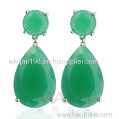 2015 Manli Fashion Eco-friendly Female natural green pear-shaped crystal Earrings