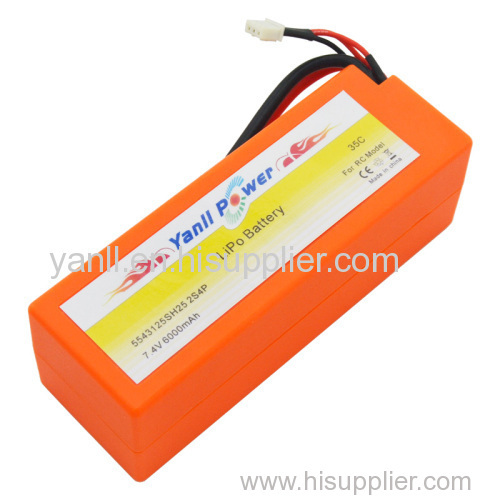 RC LiPo Car Battery Pack 2S2P 7.4V 6000mAh 70C RC Car Battery Pack