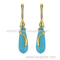 2015 Manli Fashion Good-Looking light blue 925 sterling silver crystal Earrings