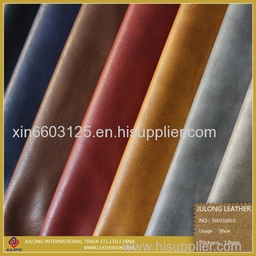 Shoe Leather Best Selling Abrasion Resistant Artificial PU Leather (S003)