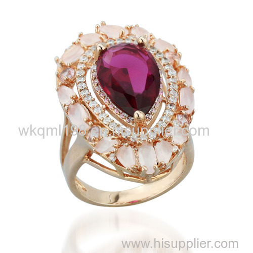 2015 Manli Fashion European and American female Pink pear-shaped jewelry Ring