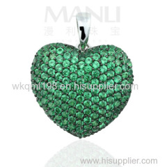 2015 Manli Hot selling sterling silver heart-shaped Aestheticism Crystal Pendant