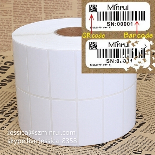 Custom Blank Label Sticker For Serial Number Destructive Paper Label Adhesive Barcode Blank Sticker Paper Roll