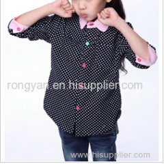 fashion dot printed pink contrast collar shirt