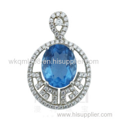 2015 Manli Fashion European and American egg-shaped natural blue crystal Pendant