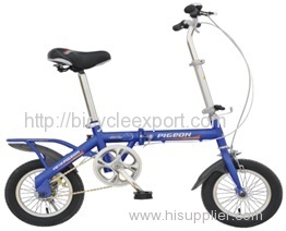 12" mini folding bicycle with steel frame single speed