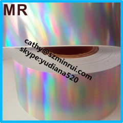 Minrui the latest silver background hologram eggshell sticker holographic strip security label paper roll wholesale