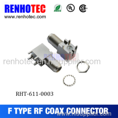 75 ohm Right Angle F type female coaxial connector for PCB mount