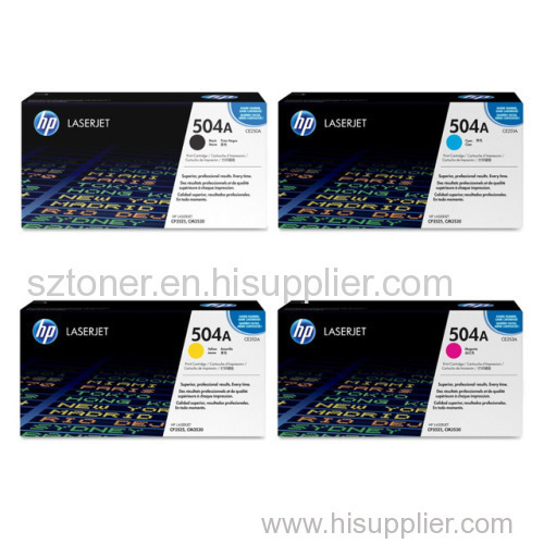 HP 504A Original LaserJet Toner Cartridge(CE250A CE251A CE252A CE253A) for HP CP3525dn CM3530 CE250A