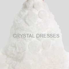 ALBIZIA 2016 Exquisite Ivory Organza Sweetheart Strapless Crystal Sash Ball Gown Lace-up Court Wedding Dresses