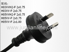 SAA plug 3 pin type power cord