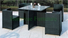 Patio rattan wicker material dining table chair set furniture