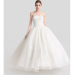 ALBIZIA Ivory Tulle Strapless Applique Beads Ankle Length Ball Gown A-Line Wedding Dresses