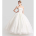 ALBIZIA Ivory Tulle Strapless Applique Beads Ankle Length Ball Gown A-Line Wedding Dresses