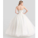 ALBIZIA Ivory Tulle Strapless Applique Beads Ankle Length Ball Gown A-Line Wedding Dresses