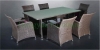 Grey color dining table chair set in rattan materials