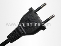 2 pin plug Brazil power cord 10A 250V~ with VDE Cable H03VVH2-F H05VVH2-F 2X0.5/0.75mm