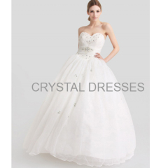 ALBIZIA High Quality Beading Sweetheart Applique A-line Organza Long Ball Gown Beading Floor length Wedding Dresses