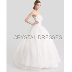 ALBIZIA High Quality Beading Sweetheart Applique A-line Organza Long Ball Gown Beading Floor length Wedding Dresses