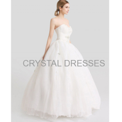 ALBIZIA High Quality Beading Sweetheart Applique A-line Organza Long Ball Gown Beading Floor length Wedding Dresses