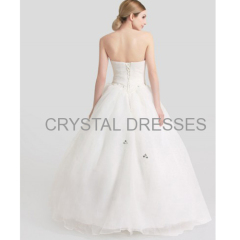 ALBIZIA High Quality Beading Sweetheart Applique A-line Organza Long Ball Gown Beading Floor length Wedding Dresses